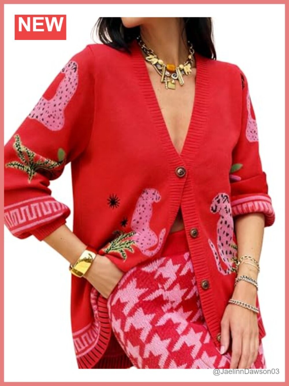 Embroidery Printed Cardigan Sweater Knit Fall Layering